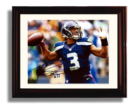 Russell Wilson Seahawks - DangerRuss in Action football wall art 8x10 Beveled Frame