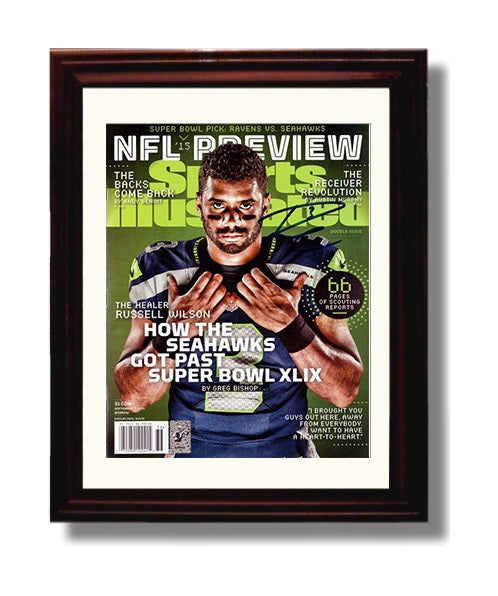 Russell Wilson Seahawks - Healer and Leader football wall art 8x10 Beveled Frame