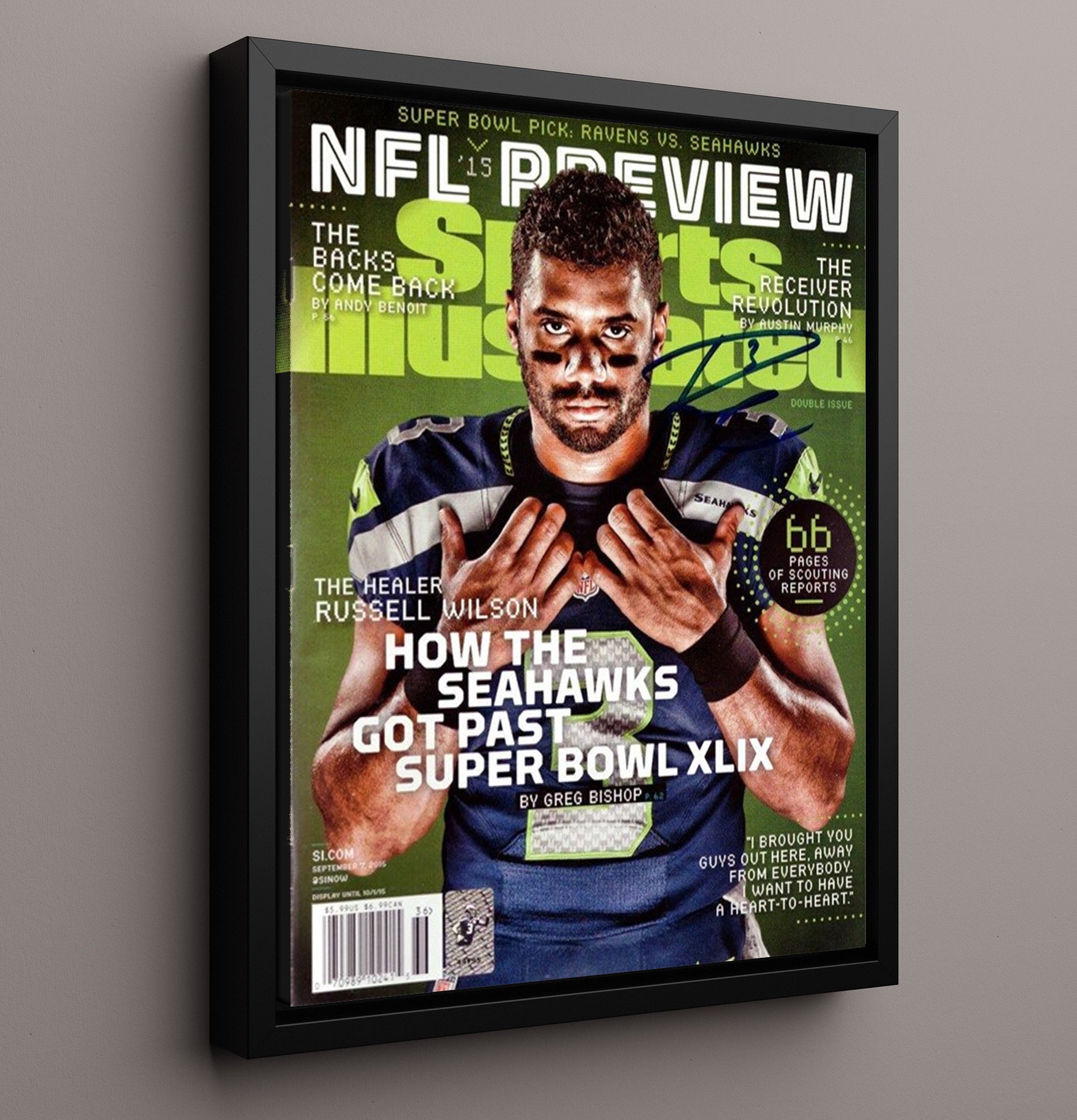 Russell Wilson Seahawks - Healer and Leader football wall art 16x20 Framed Canvas