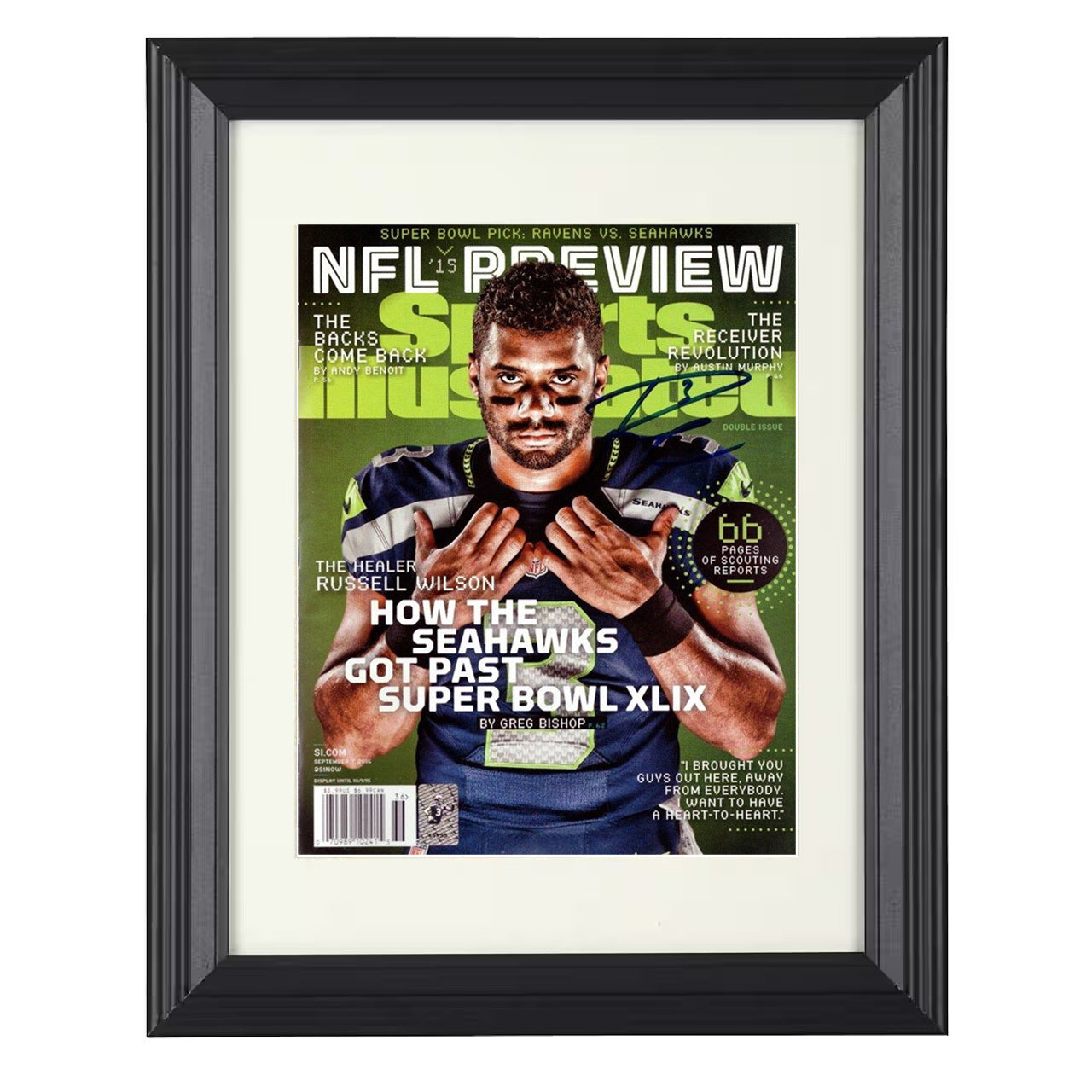 Russell Wilson Seahawks – Healer and Leader Image – 8x10 black beveled framed football wall art
