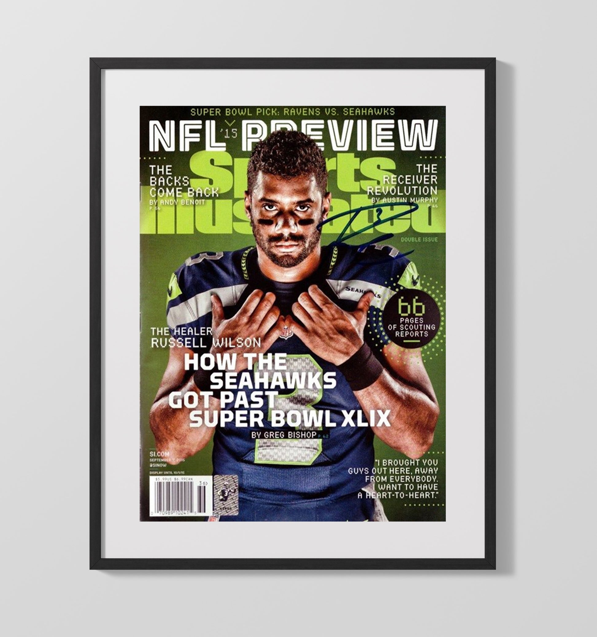 Russell Wilson Seahawks - Healer and Leader football wall art 16x20 Gallery Frame
