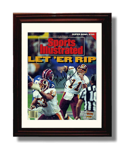 Rypien Let Er Rip - Super Bowl XXVI MVP football wall art 8x10 Beveled Frame