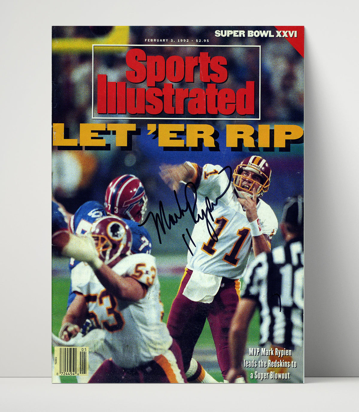 Rypien Let Er Rip - Super Bowl XXVI MVP football wall art 16x20 Unframed Print