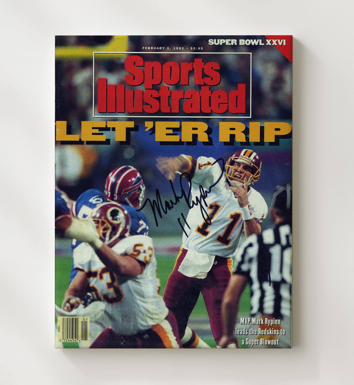 Rypien Let Er Rip - Super Bowl Xxvi Mvp Football Wall Art - football wall art print
