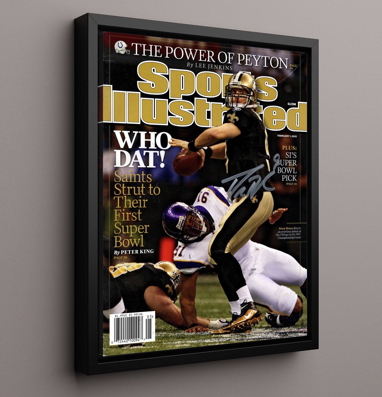 Saints Who Dat - Marching In football wall art 16x20 Framed Canvas