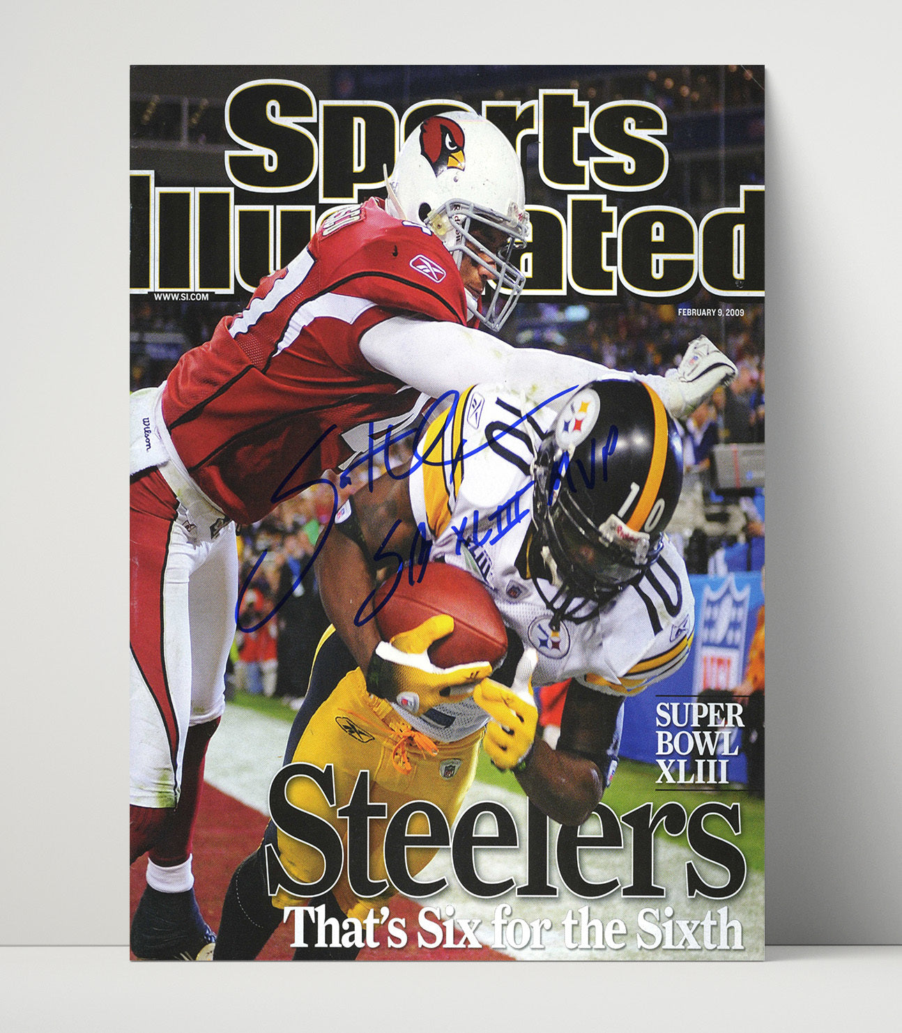Santonio Holmes - Pittsburgh football Super Bowl XLIII Catch 2009 SI Cover Thats Six football wall art 16x20 Unframed Print