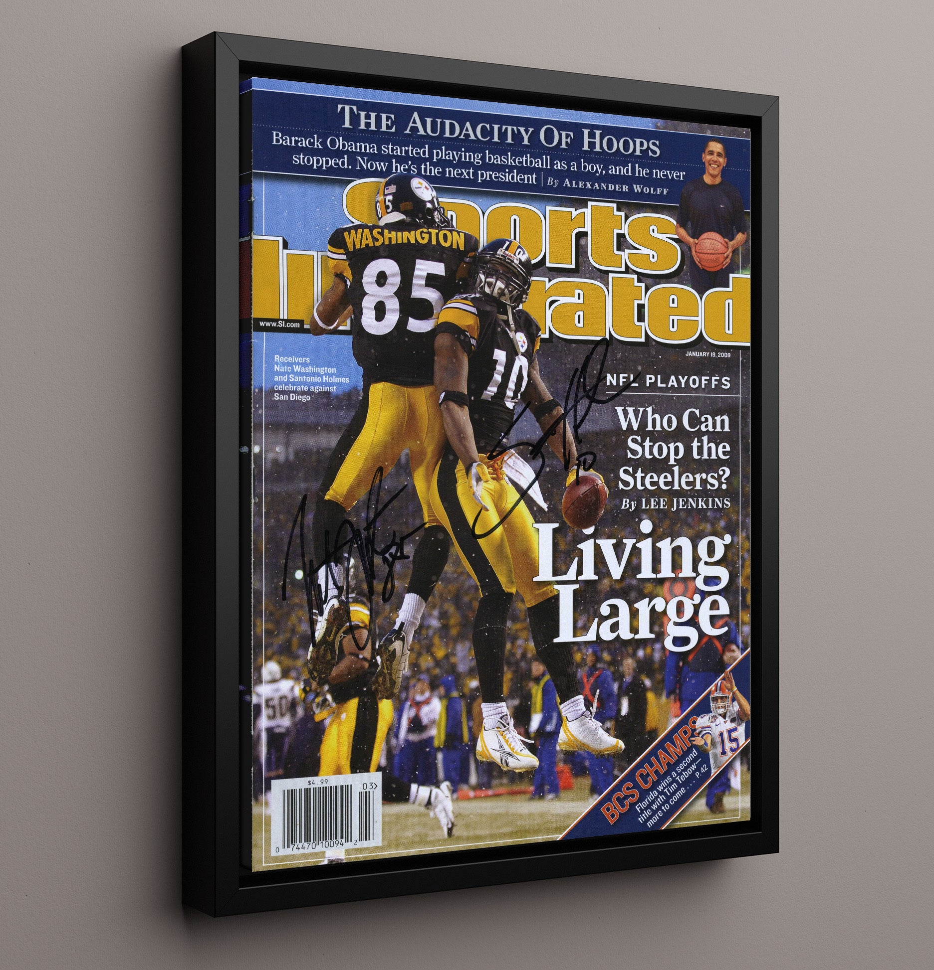 Santonio Holmes and Nate Washington - Pittsburgh Football Living Large Playoff Celebration 2009 SI Cover Football Wall Art - football wall art print