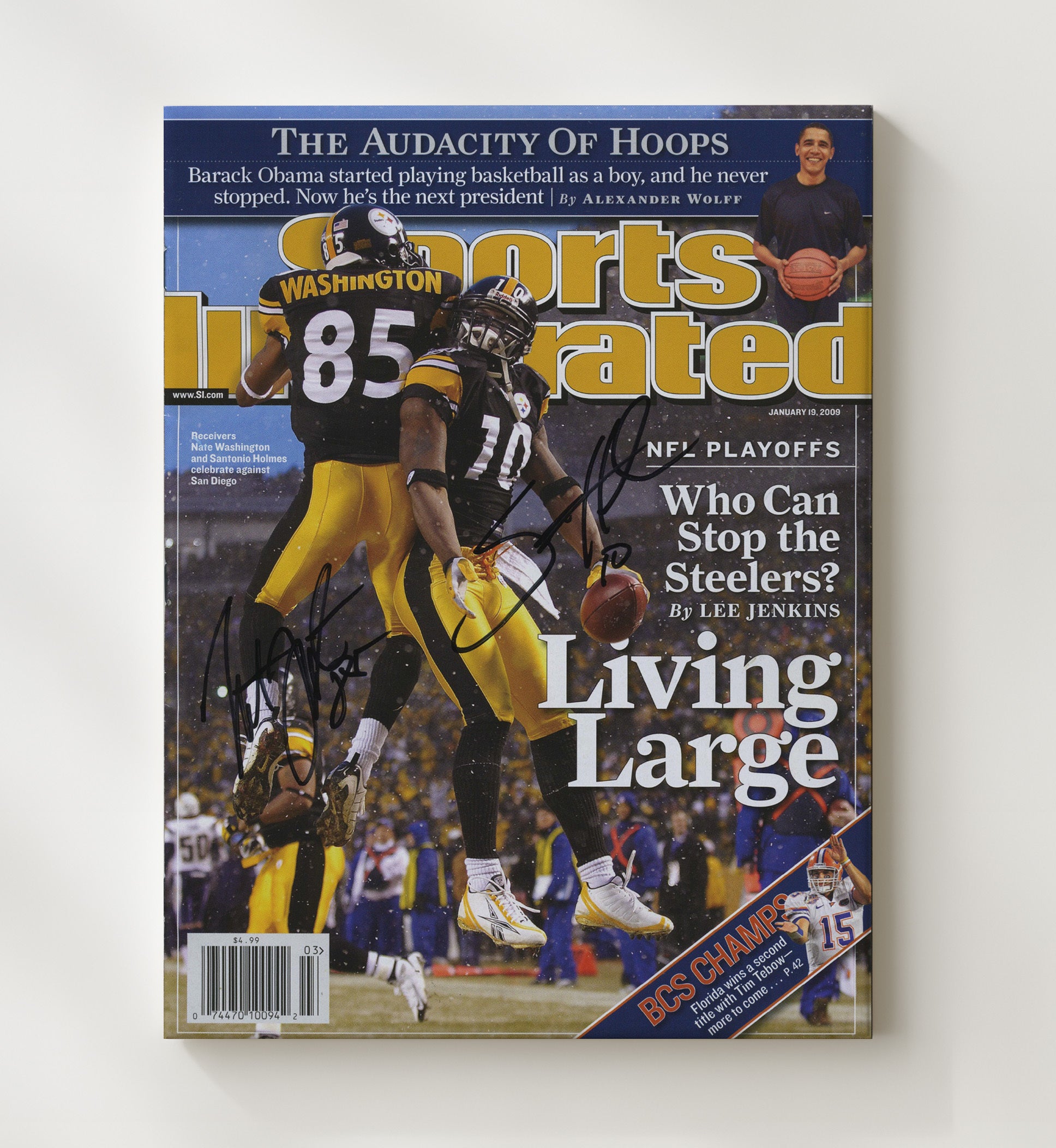 Santonio Holmes and Nate Washington - Pittsburgh Football Living Large Playoff Celebration 2009 SI Cover Football Wall Art - football wall art print