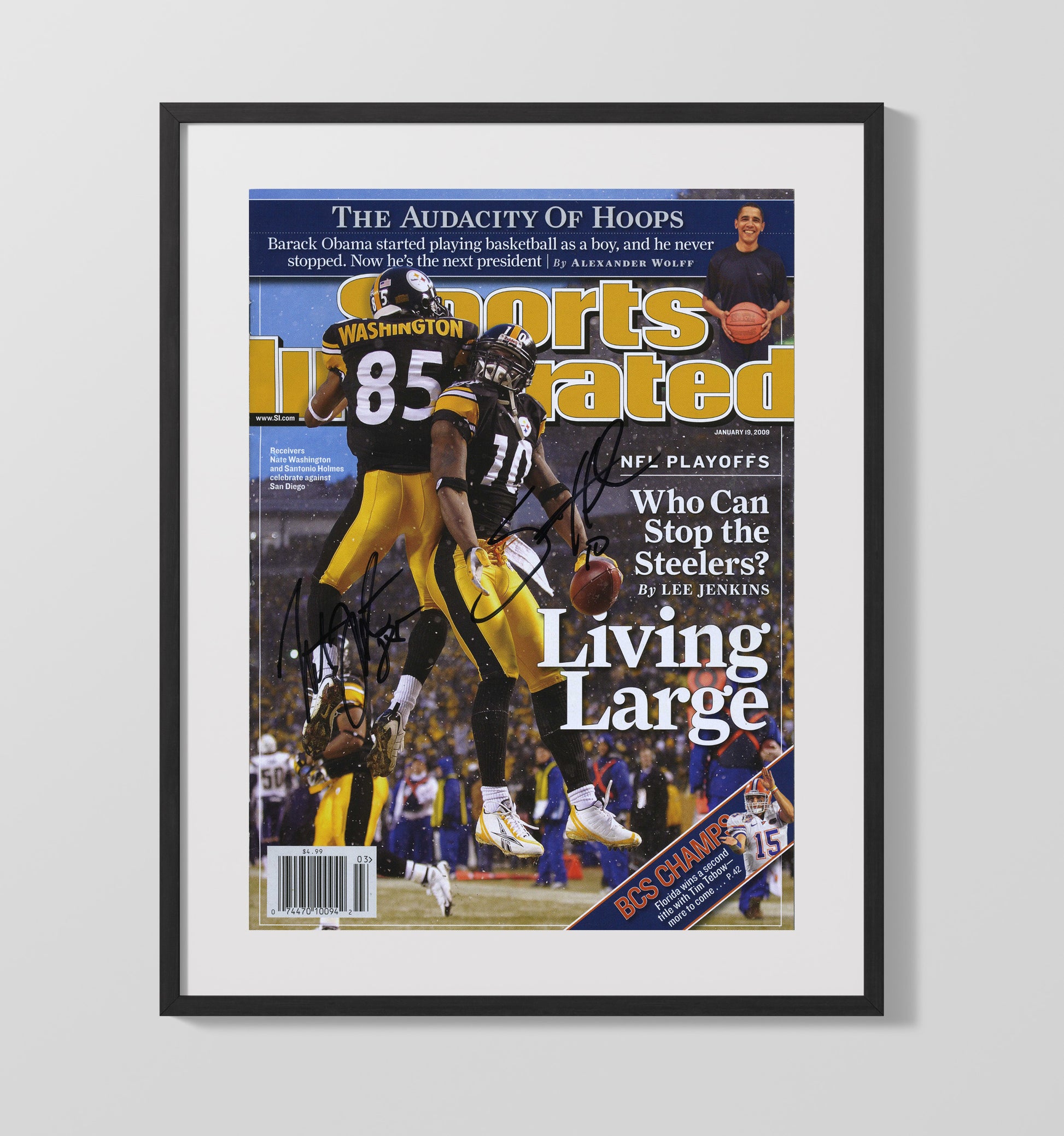 Santonio Holmes and Nate Washington - Pittsburgh Football Living Large Playoff Celebration 2009 SI Cover Football Wall Art - football wall art print
