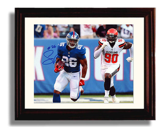 Saquon Barkley - New York Football Running Back Breakaway Run football wall art 8x10 Beveled Frame