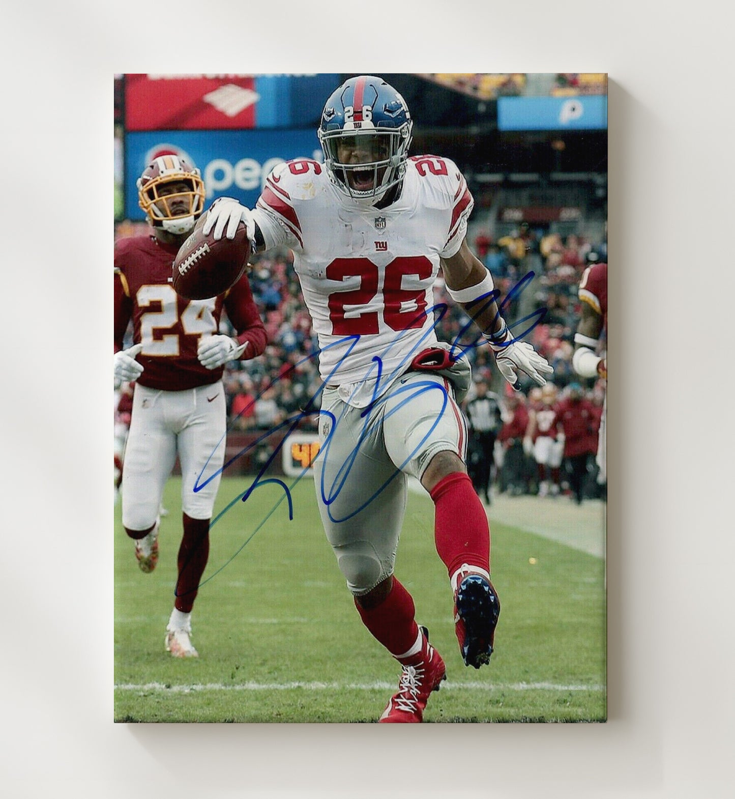 Saquon Barkley - New York football Running Back Breakaway Run football wall art 20x24 Canvas