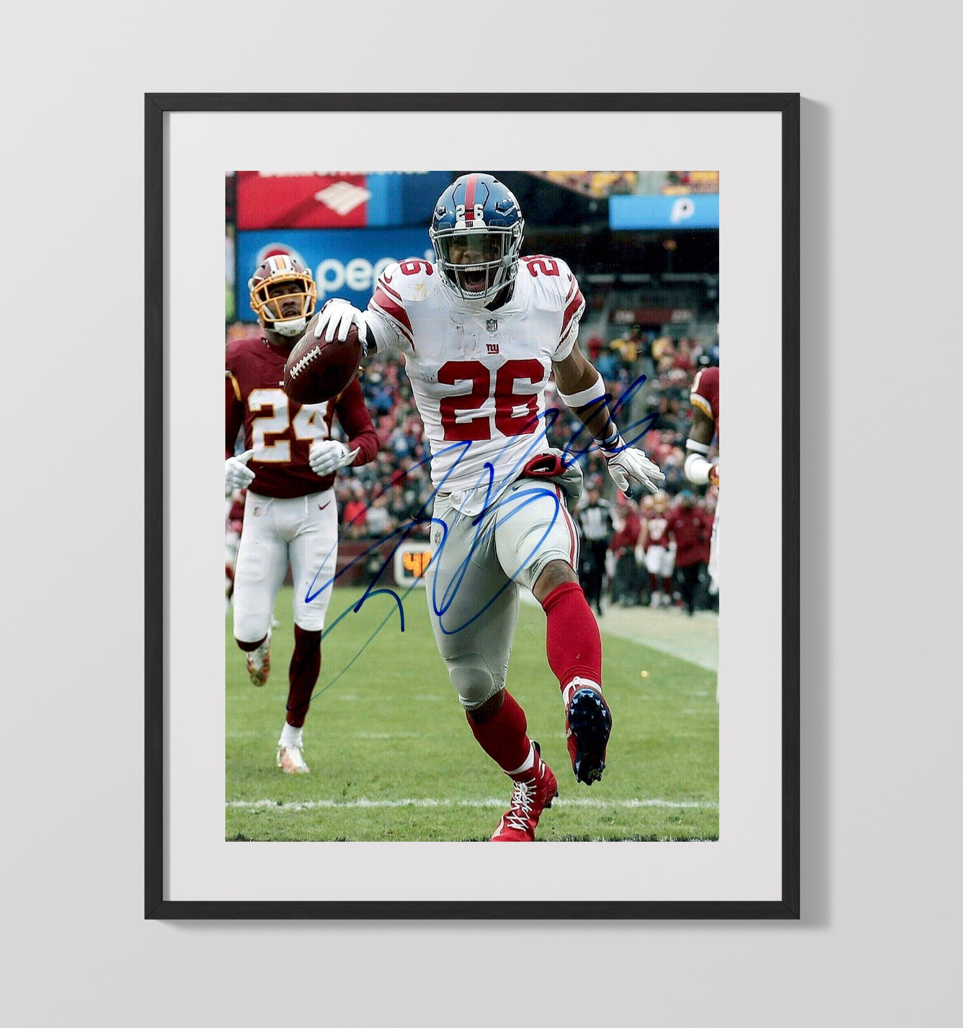 Saquon Barkley - New York football Running Back Breakaway Run football wall art 16x20 Gallery Frame
