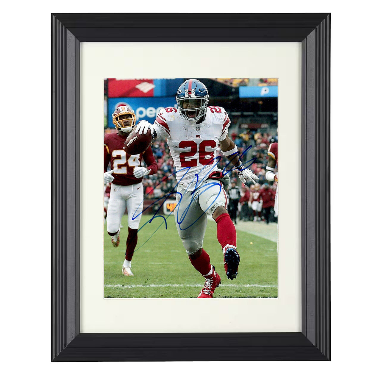 Saquon Barkley – New York RB Breakaway Run – 8x10 black beveled framed football wall art