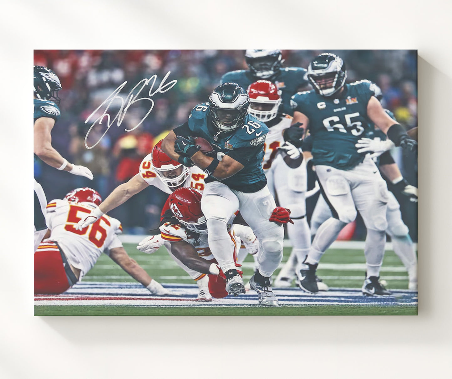 Saquon Barkley Eagles SB LIX - Champion Charge football wall art 20x24 Canvas