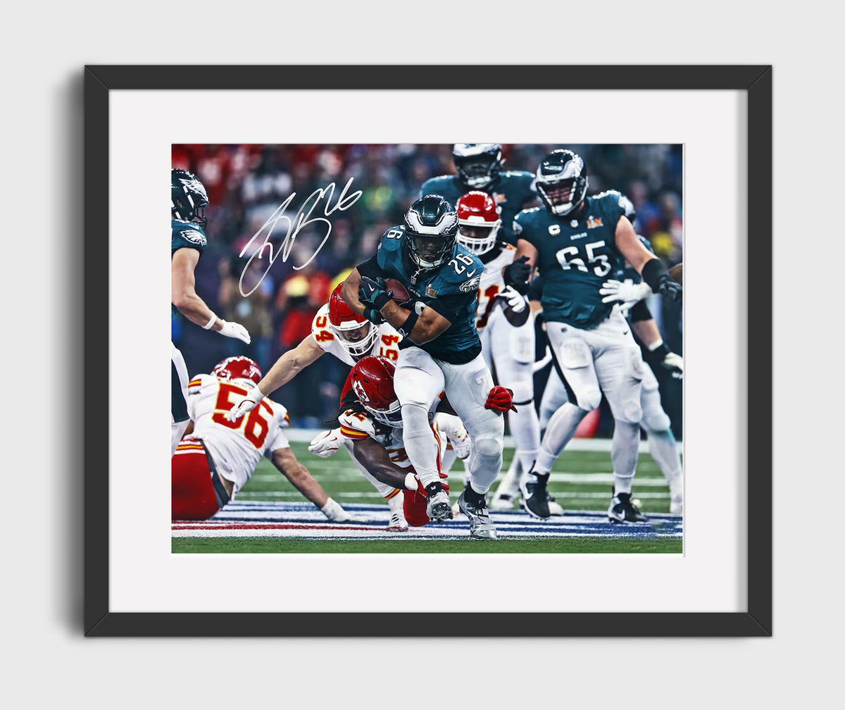 Saquon Barkley Eagles SB LIX - Champion Charge football wall art 16x20 Gallery Frame