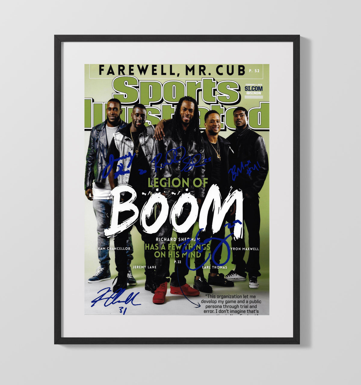 Seahawks - Legion of Boom football wall art 16x20 Gallery Frame