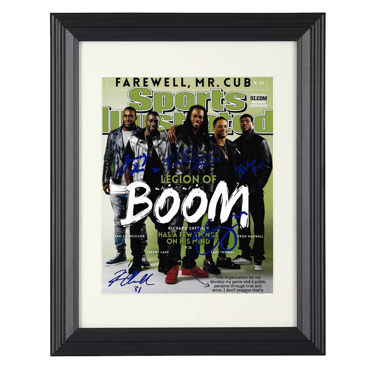 Seahawks – Legion of Boom Image – 8x10 black beveled framed football wall art