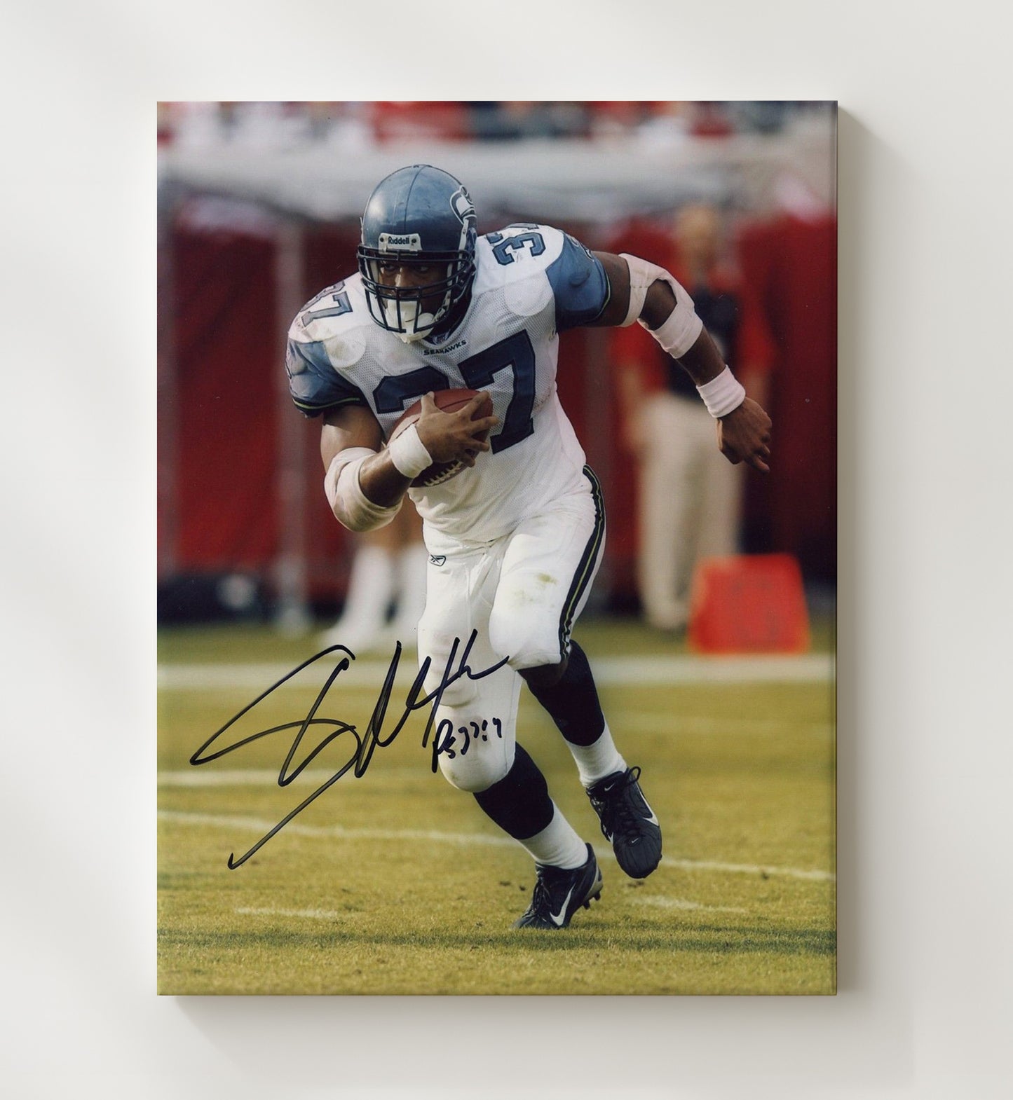 Shawn Alexander - Seattle football Running Back Rushing With Ball football wall art 20x24 Canvas