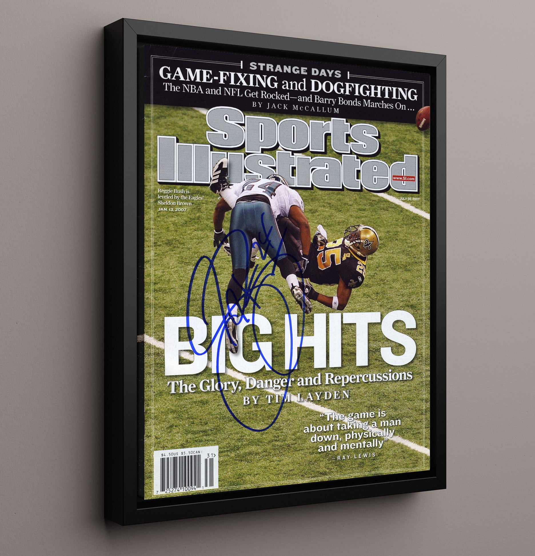 Sheldon Brown - Philadelphia football Hit On Reggie Bush 2007 SI Cover Big Hits football wall art 16x20 Framed Canvas