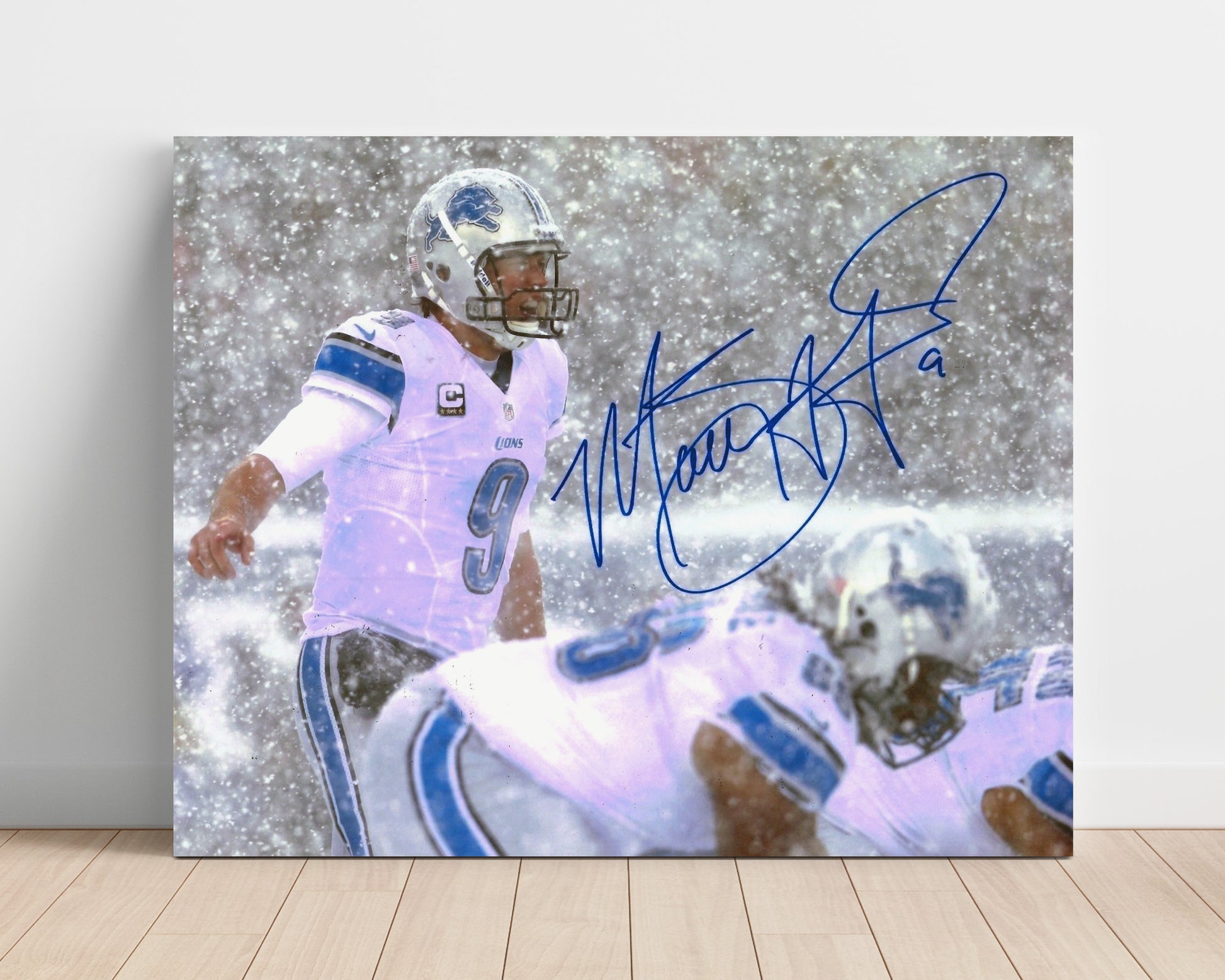 Stafford - Detroit Football Snow Game Quarterback 2013 football wall art 16x20 Unframed Print