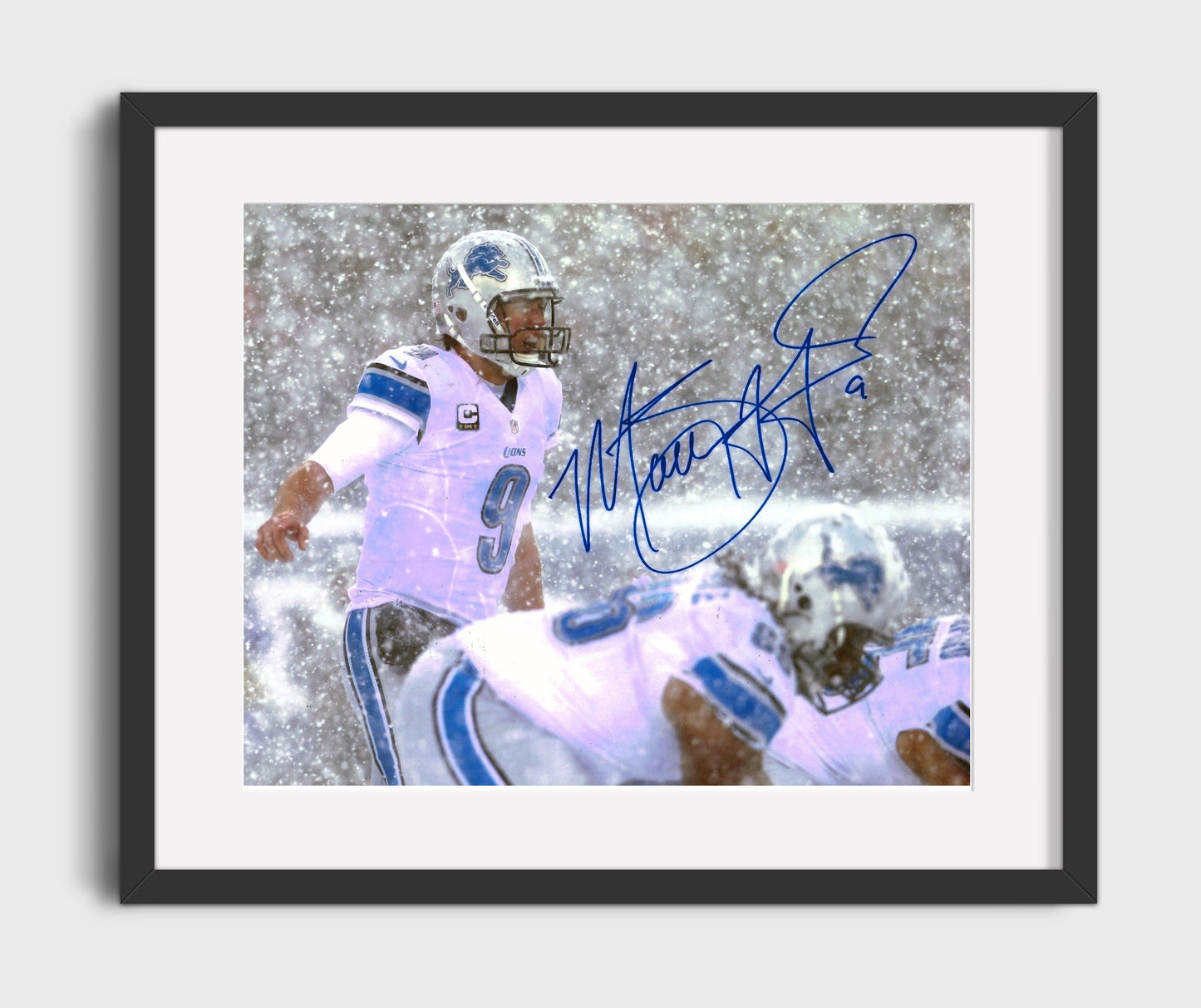 Stafford - Detroit Football Snow Game Quarterback 2013 football wall art 16x20 Gallery Frame
