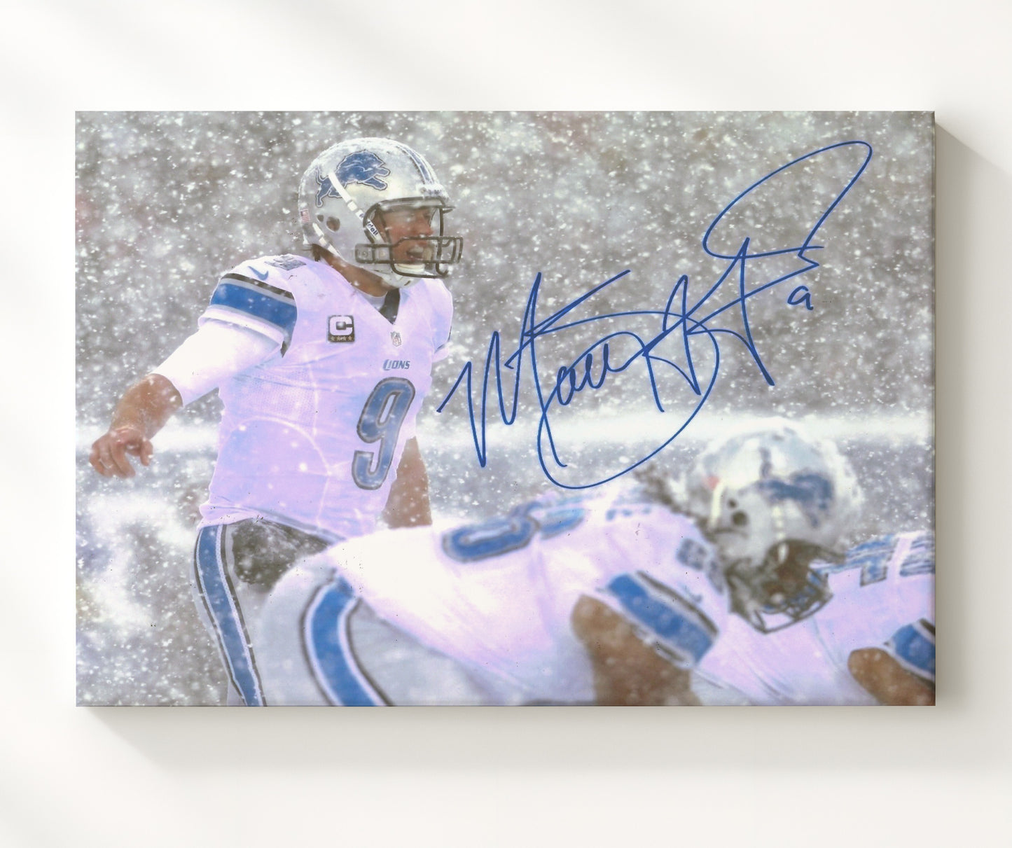 Stafford - Detroit Football Snow Game Quarterback 2013 football wall art 20x24 Canvas