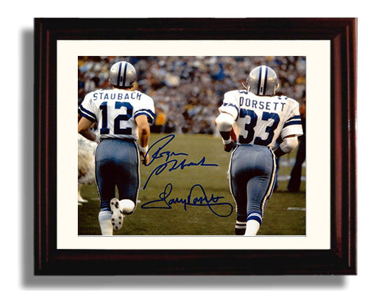 Staubach and Dorsett Cowboys - Lone Star Legends football wall art 8x10 Beveled Frame