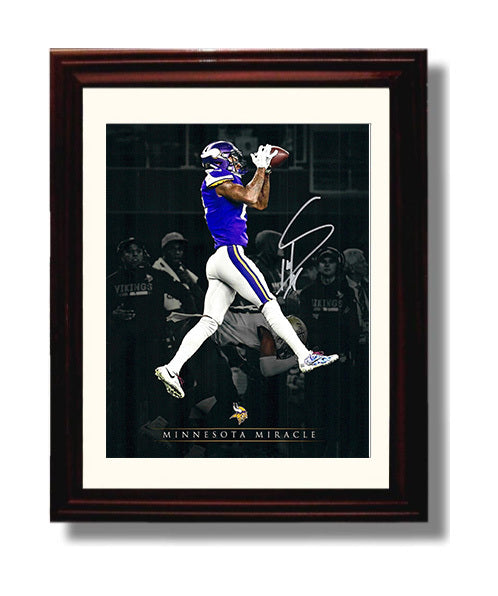 Stefon Diggs - Minnesota Miracle Leap football wall art 8x10 Beveled Frame