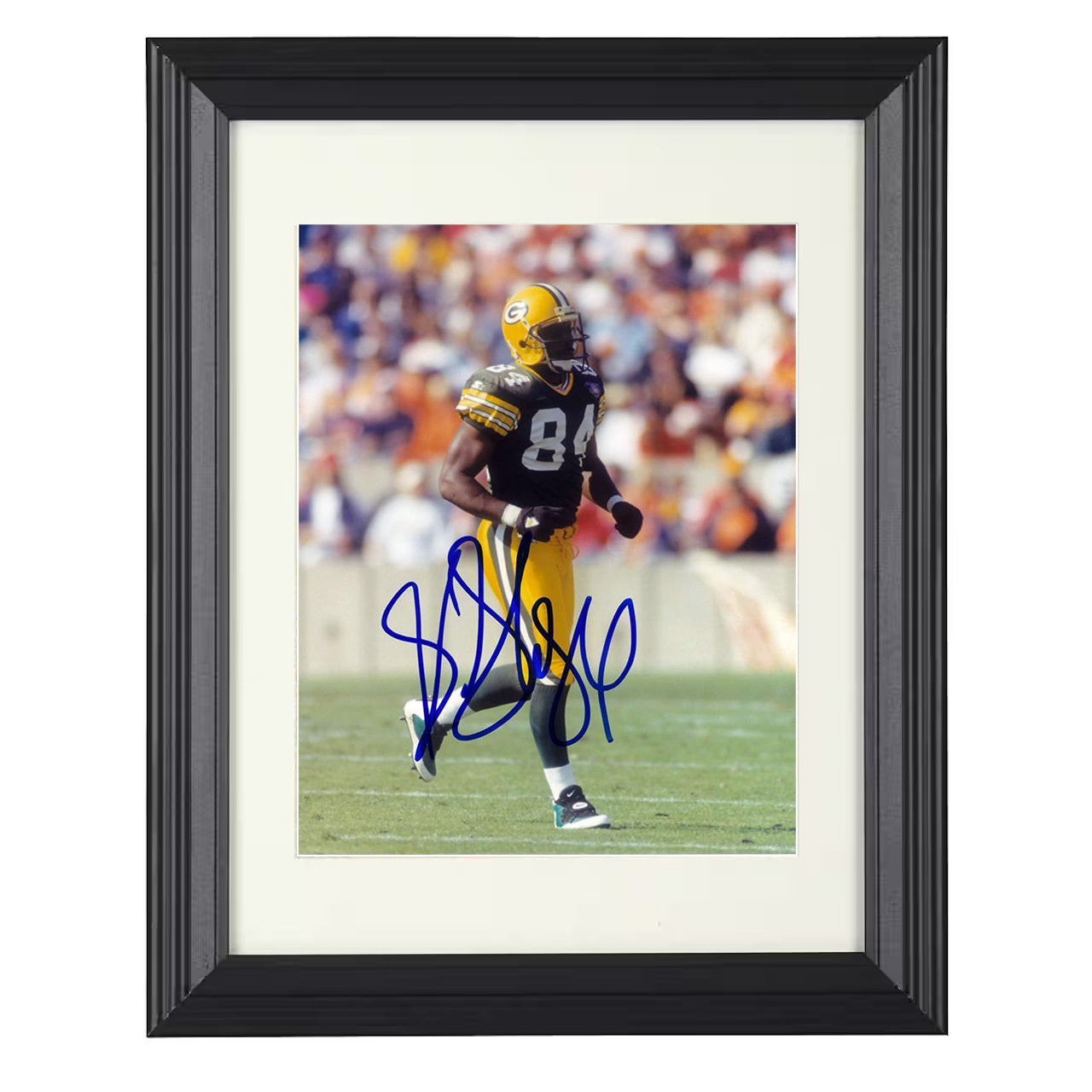 Sterling Sharpe – Green Bay Receiver on Field Game Moment – 8x10 black beveled framed football wall art