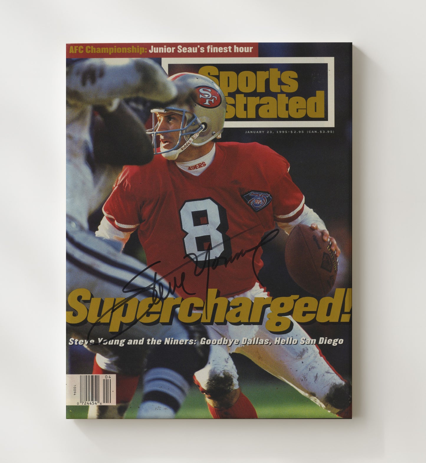Steve Young - San Francisco Football QB 1995 SI Cover Supercharged Football Wall Art - football wall art print