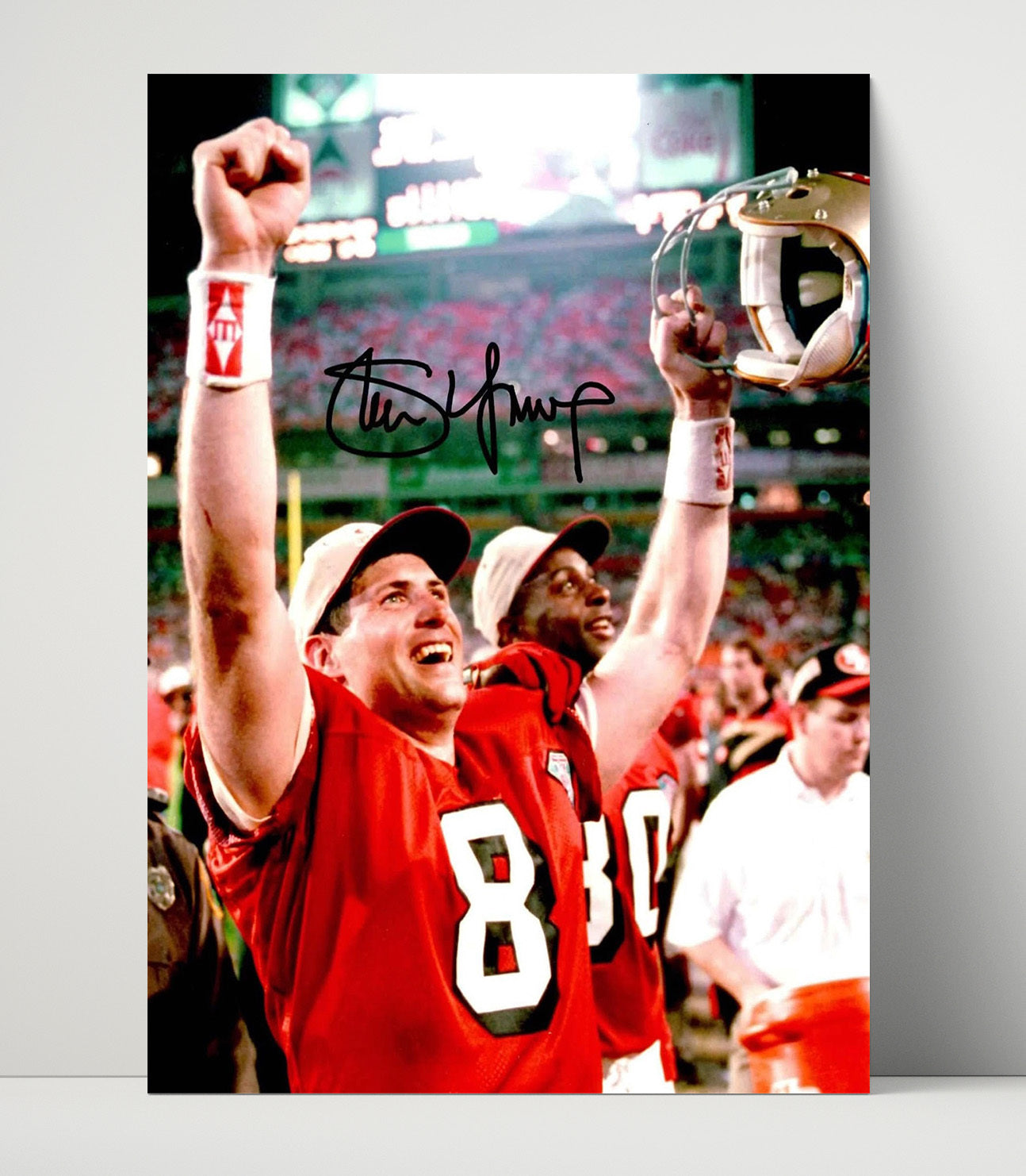 Steve Young - San Francisco football QB Helmet Raised Celebration football wall art 16x20 Unframed Print
