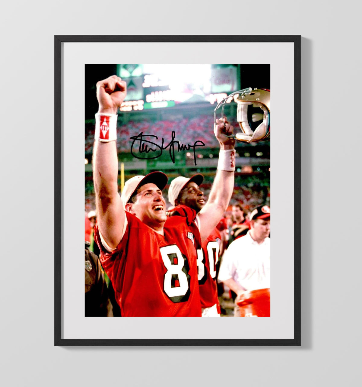 Steve Young - San Francisco football QB Helmet Raised Celebration football wall art 16x20 Gallery Frame