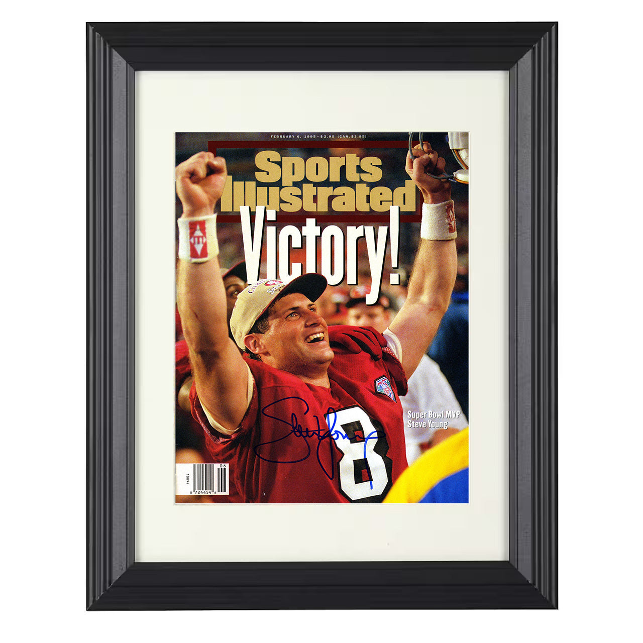 Steve Young – San Francisco MVP Celebration 1995 SI – 8x10 black beveled framed football wall art