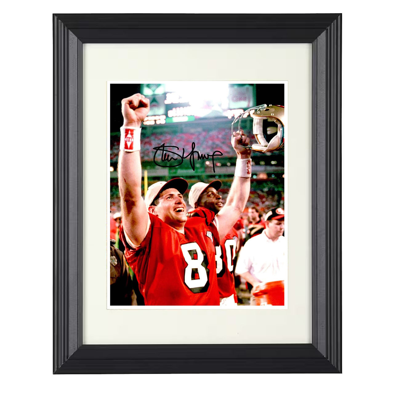 Steve Young – Super Bowl Euphoria Image – 8x10 black beveled framed football wall art