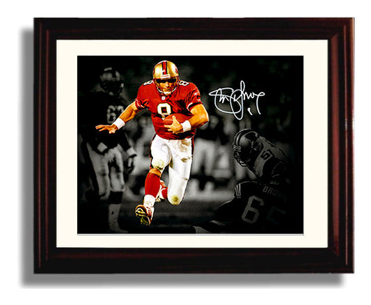 Steve Young 49ers Game Action - Scrambling Genius football wall art 8x10 Beveled Frame