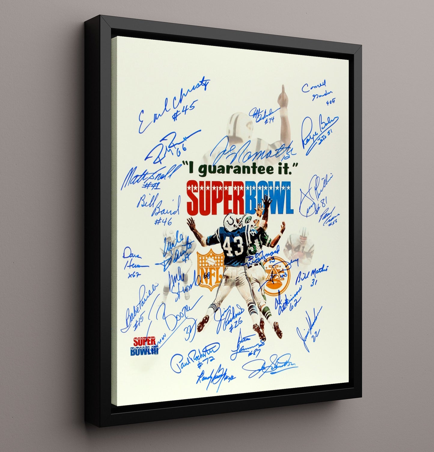 Super Bowl III - Namath Guarantee football wall art 16x20 Framed Canvas