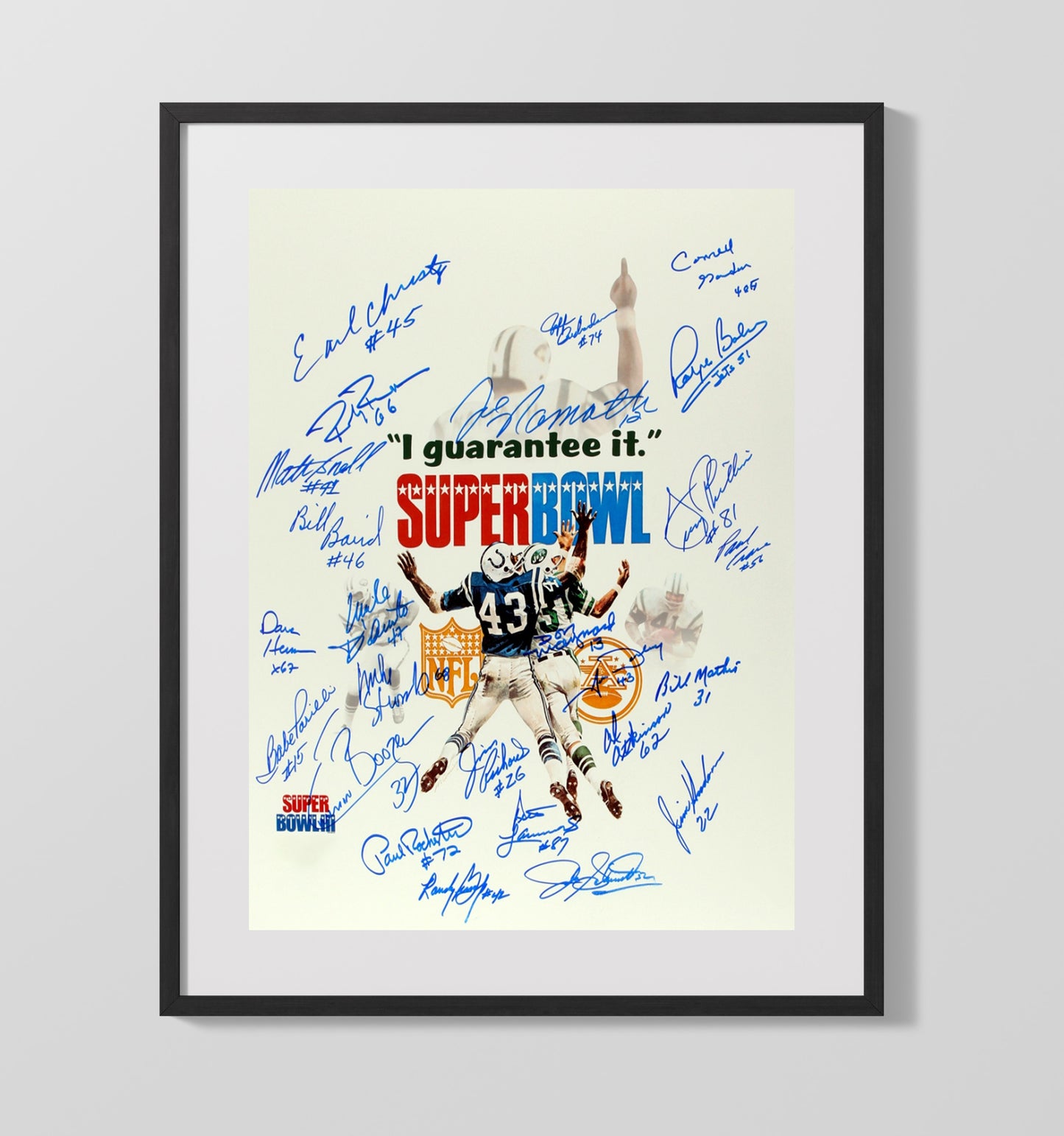 Super Bowl III - Namath Guarantee football wall art 16x20 Gallery Frame