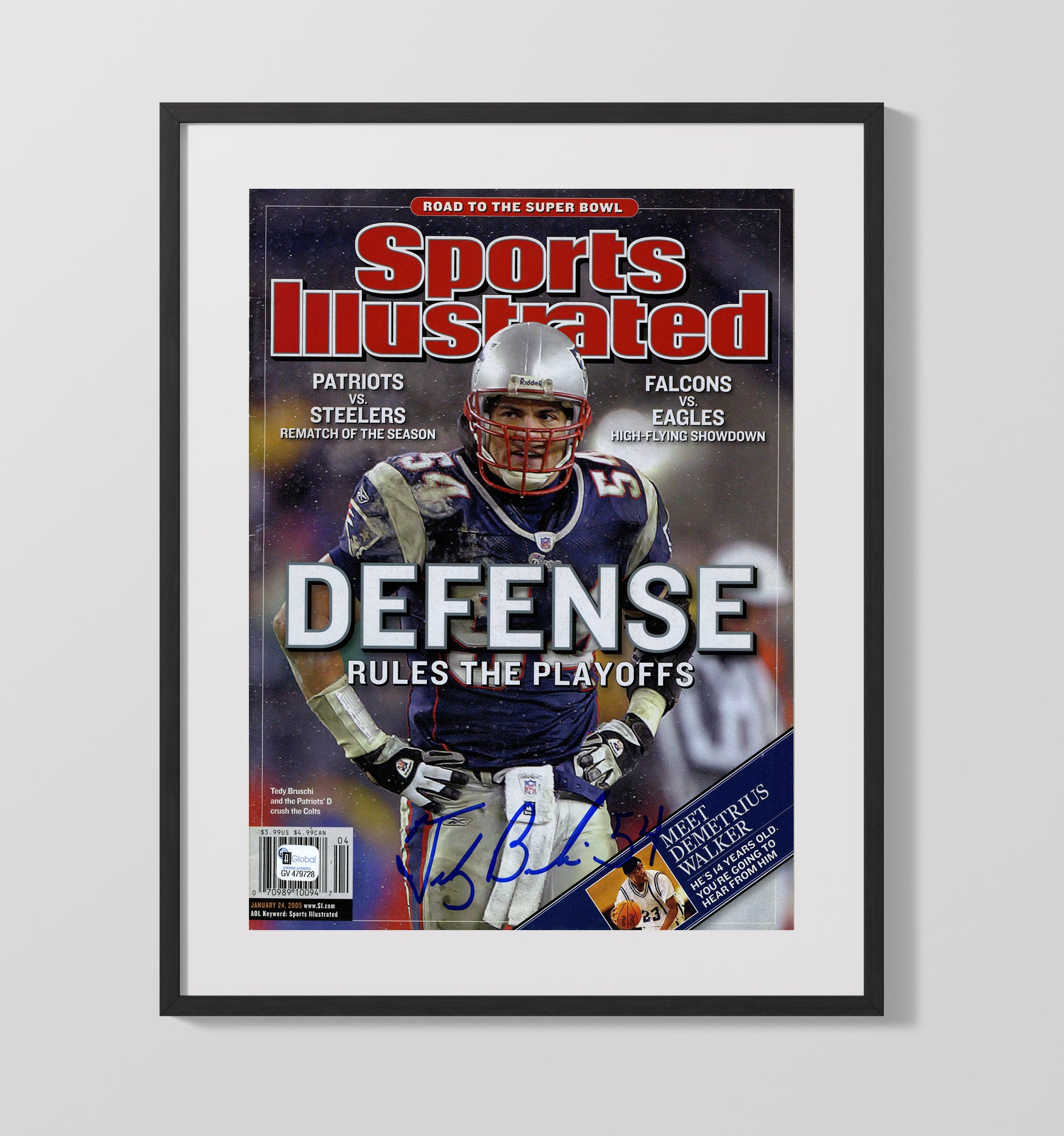 Tedy Bruschi - New England Football Defense Rules the Playoffs 2005 SI Cover Football Wall Art - football wall art print