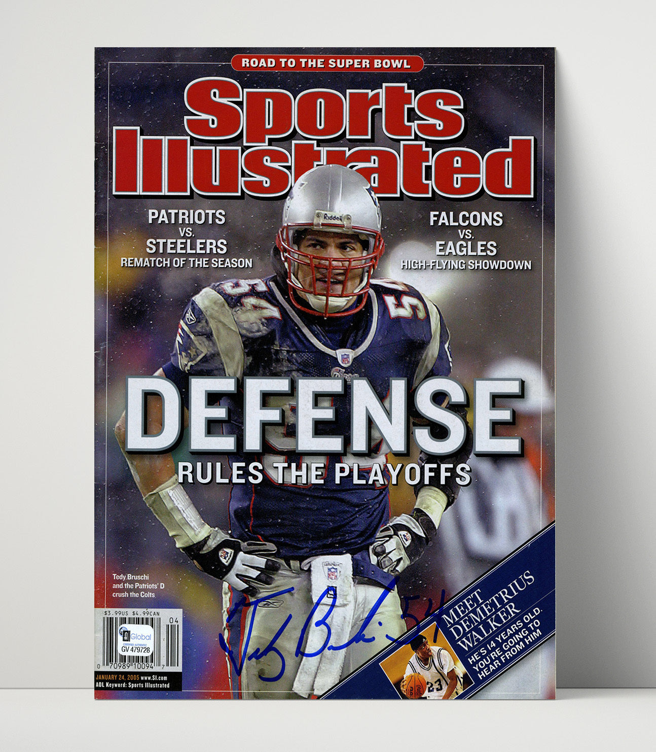 Tedy Bruschi - New England football Defense Rules the Playoffs 2005 SI Cover football wall art 16x20 Unframed Print