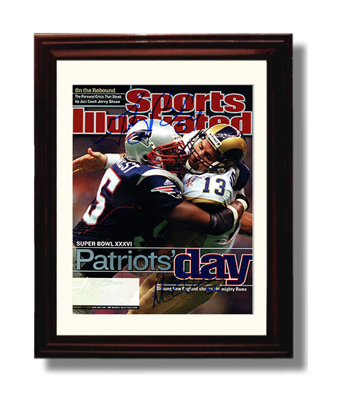 Tedy Bruschi and Mike Vrabel - New England football Patriots Day Super Bowl XXXVI 2002 SI Cover football wall art 8x10 Beveled Frame