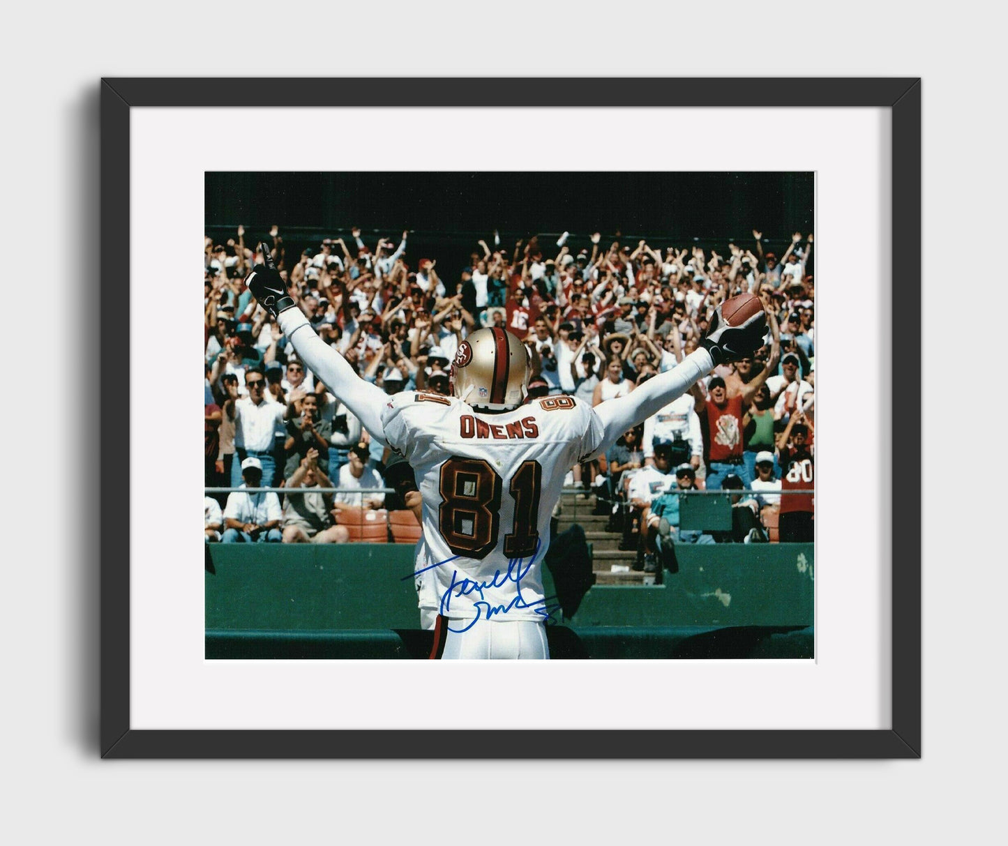 Terrell Owens 49ers Victory - TO Showstopper football wall art 16x20 Gallery Frame