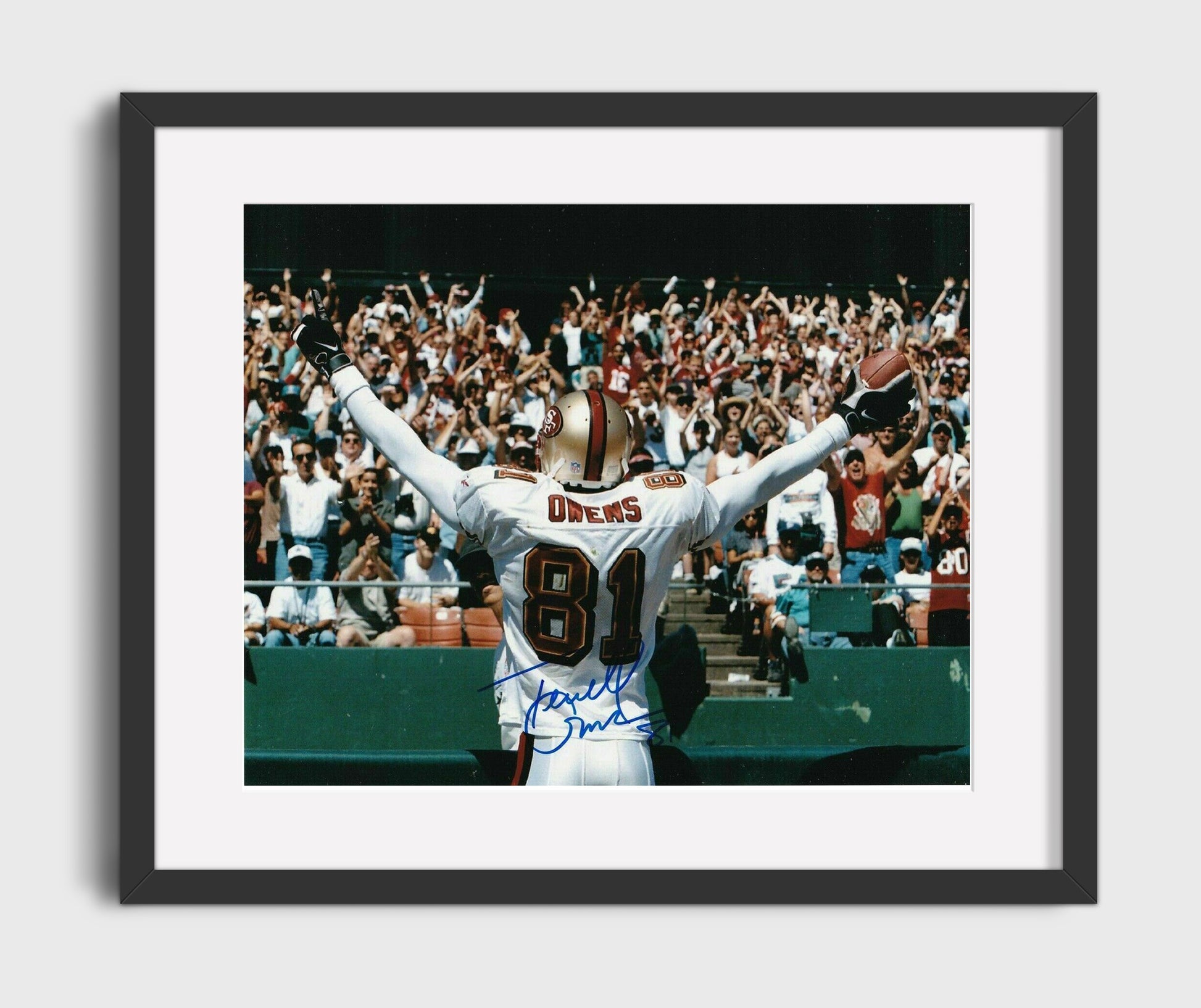 Terrell Owens 49ers Victory - TO Showstopper football wall art 16x20 Gallery Frame