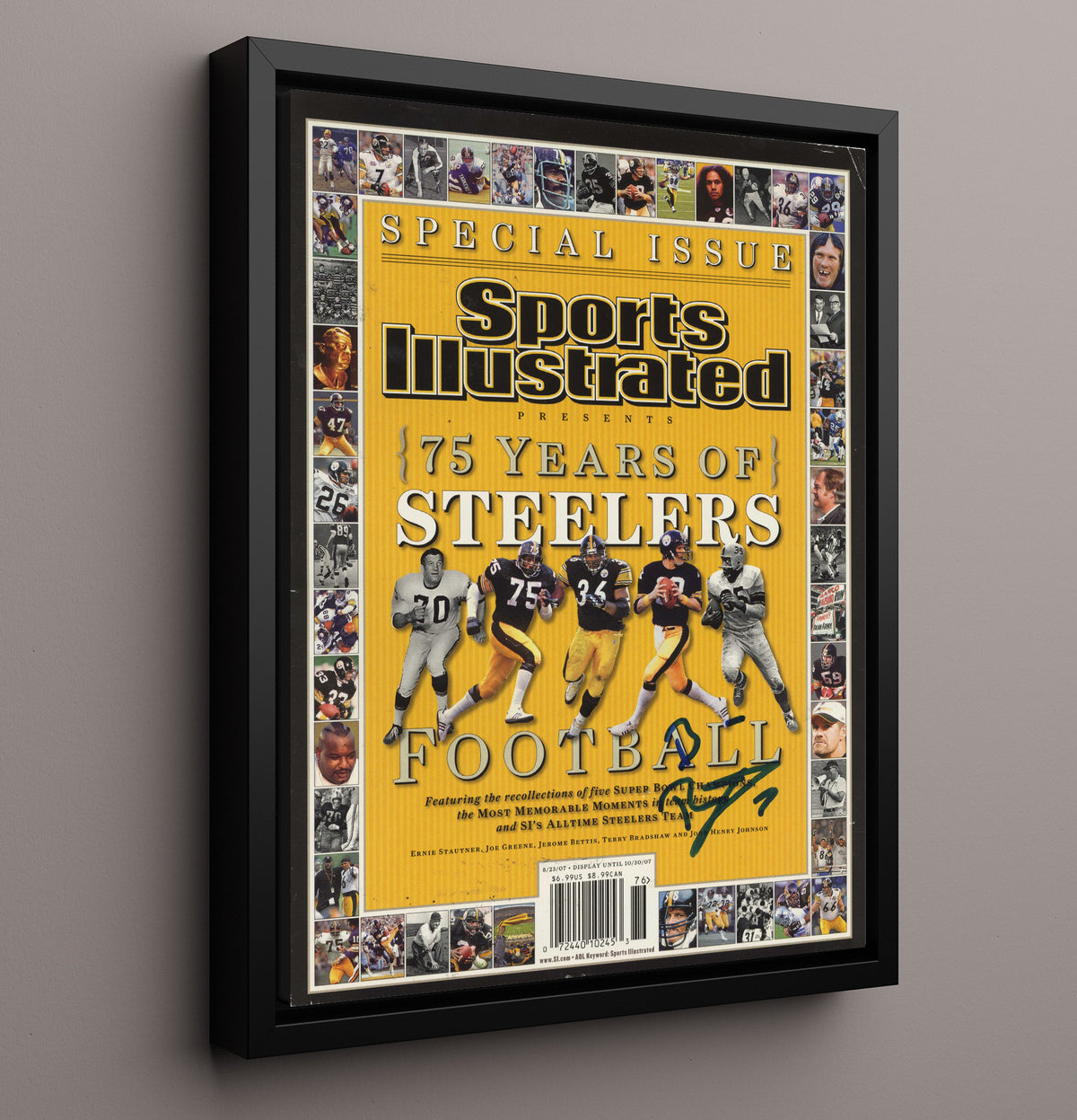 Terry Bradshaw - Pittsburgh football 75 Years Of Steelers SI Commemorative Cover football wall art 16x20 Framed Canvas