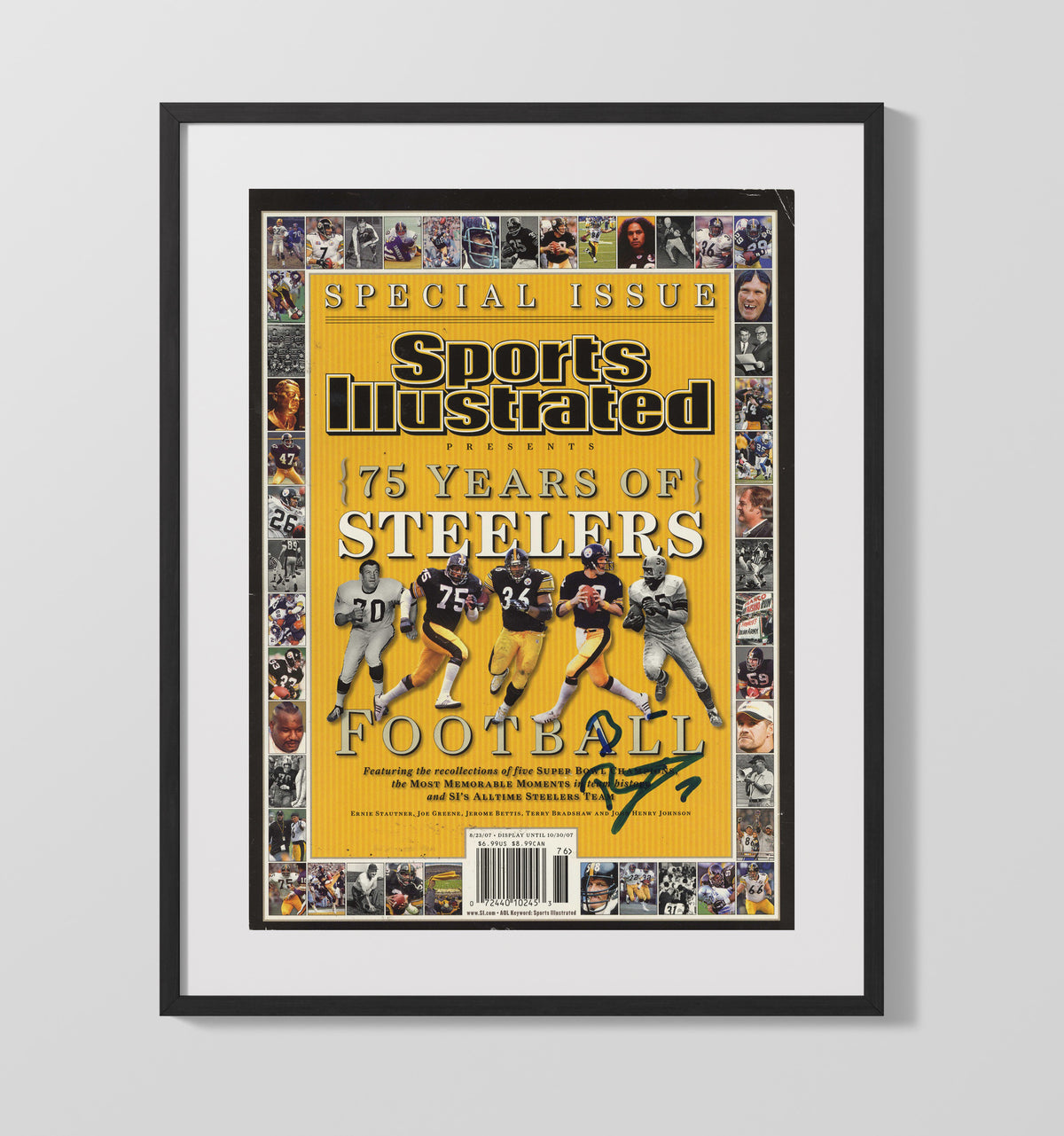 Terry Bradshaw - Pittsburgh football 75 Years Of Steelers SI Commemorative Cover football wall art 16x20 Gallery Frame