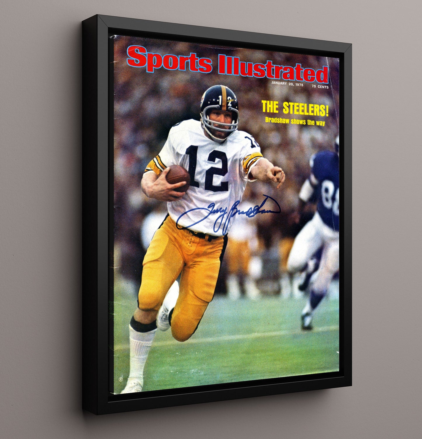 Terry Bradshaw Steelers Lead - Steel Strong football wall art 16x20 Framed Canvas