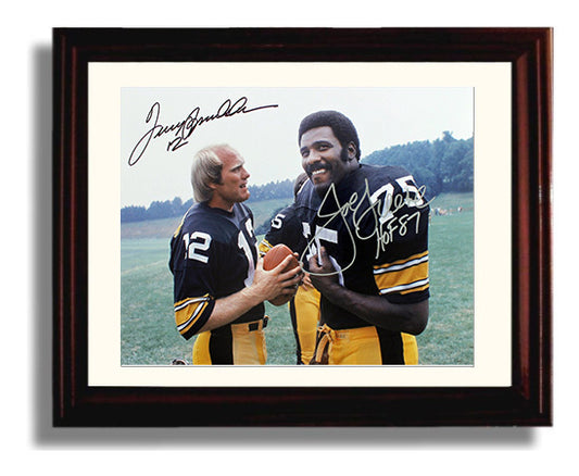 Terry Bradshaw and Joe Greene - Pittsburgh Football Teammates Field Conversation football wall art 8x10 Beveled Frame