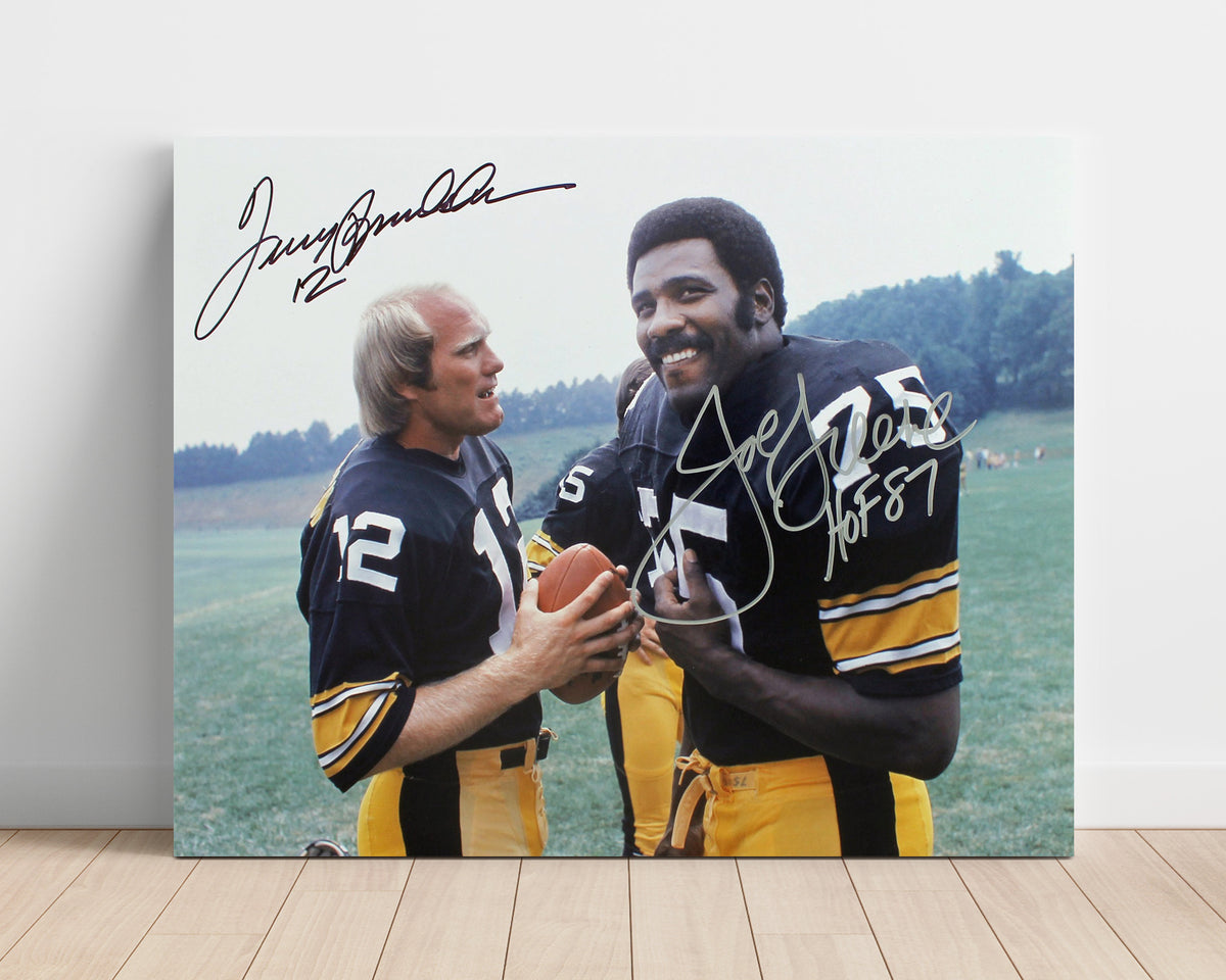 Terry Bradshaw and Joe Greene - Pittsburgh Football Teammates Field Conversation football wall art 16x20 Unframed Print