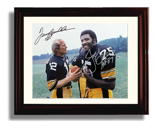 Terry Bradshaw and Joe Greene - Pittsburgh Football Teammates Field Conversation Football Wall Art - football wall art print