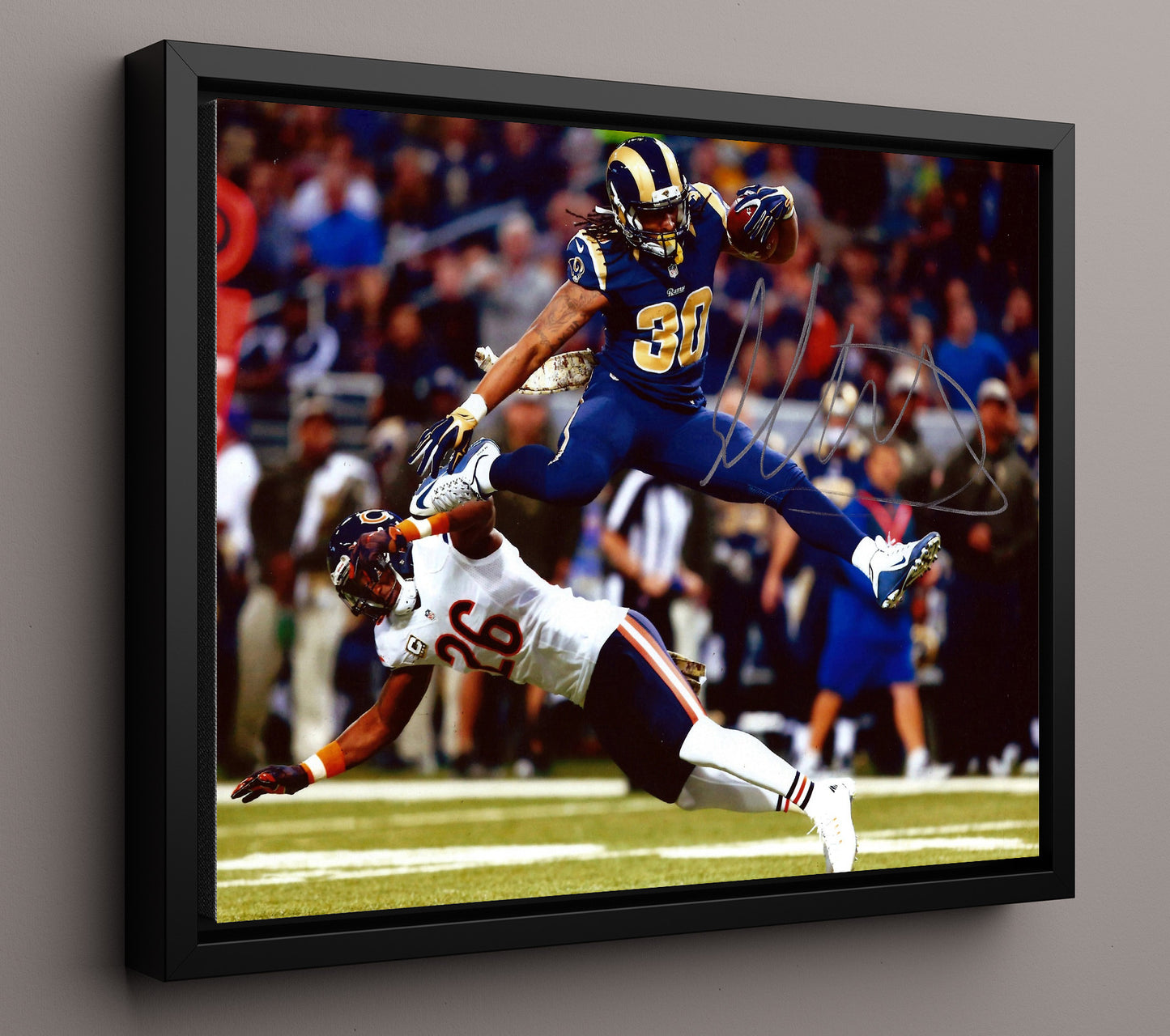 Todd Gurley - Air Gurley Leap football wall art 16x20 Framed Canvas