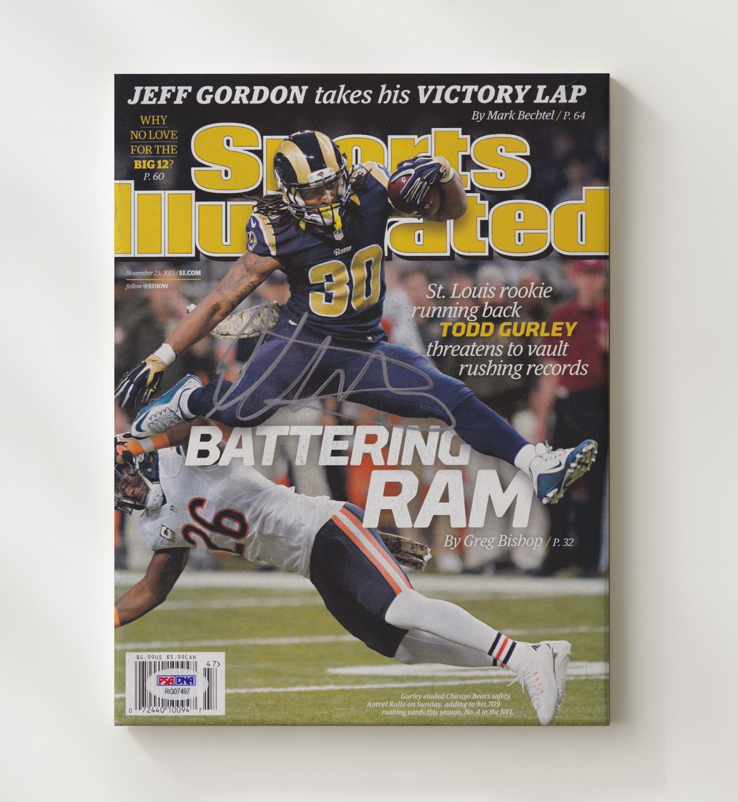 Todd Gurley - St Louis football Battering Ram Rookie Breakout Feature 2015 SI Cover football wall art 20x24 Canvas
